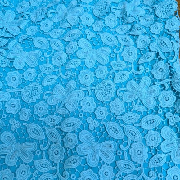Lauren Ralph Lauren Womens 6 Turquoise Skylight Floral Lace Overlay Dress Lined - Picture 4 of 10